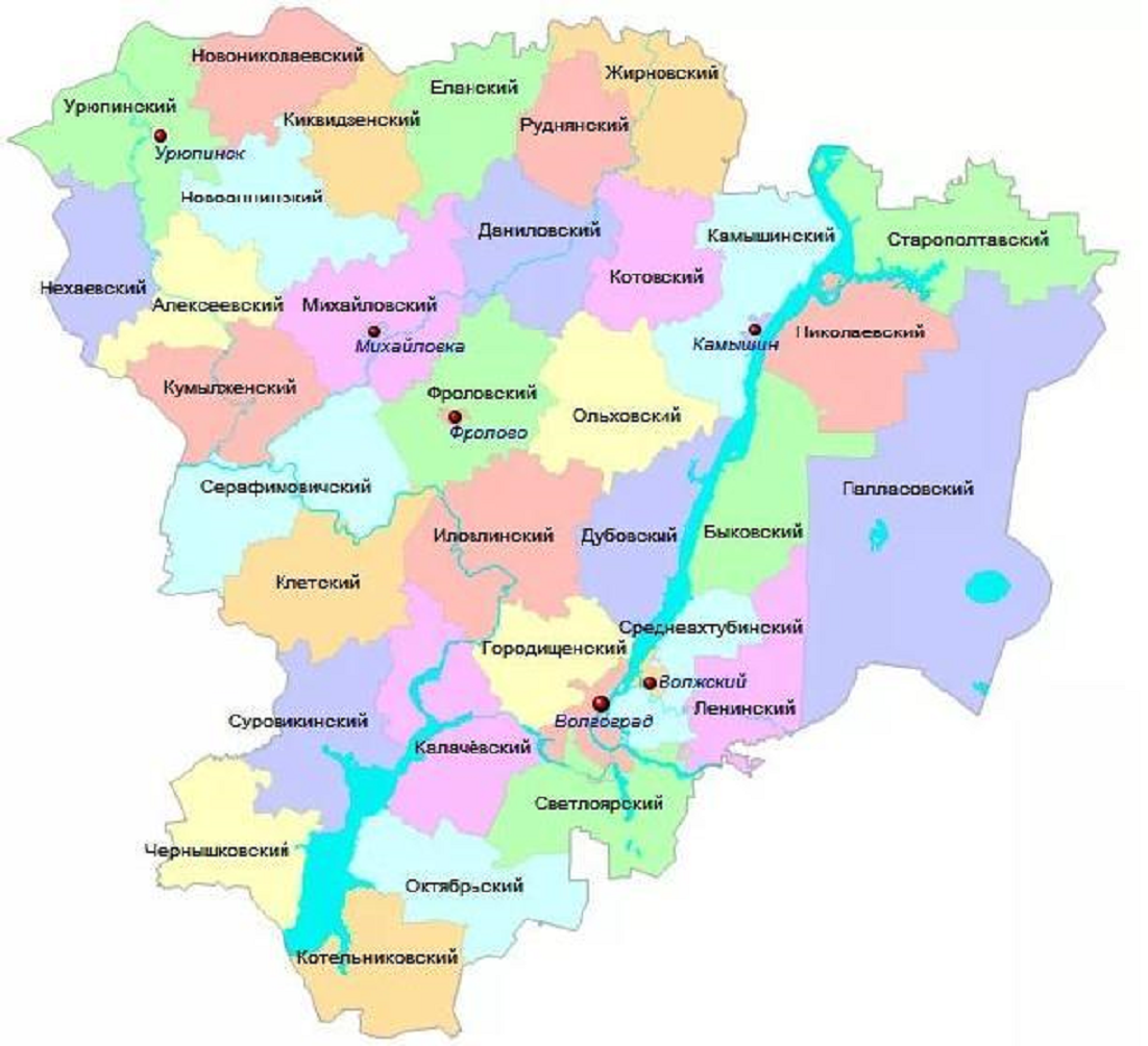 Карта волгоградской области с координатами